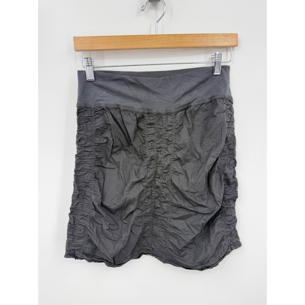 Wearables Ruched Mini Skirt Women Size S Black 20895W Textured Stretch Cotton
